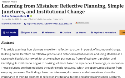 Andrea Restrepo-Mieth publishes article in Planning Theory and Practice