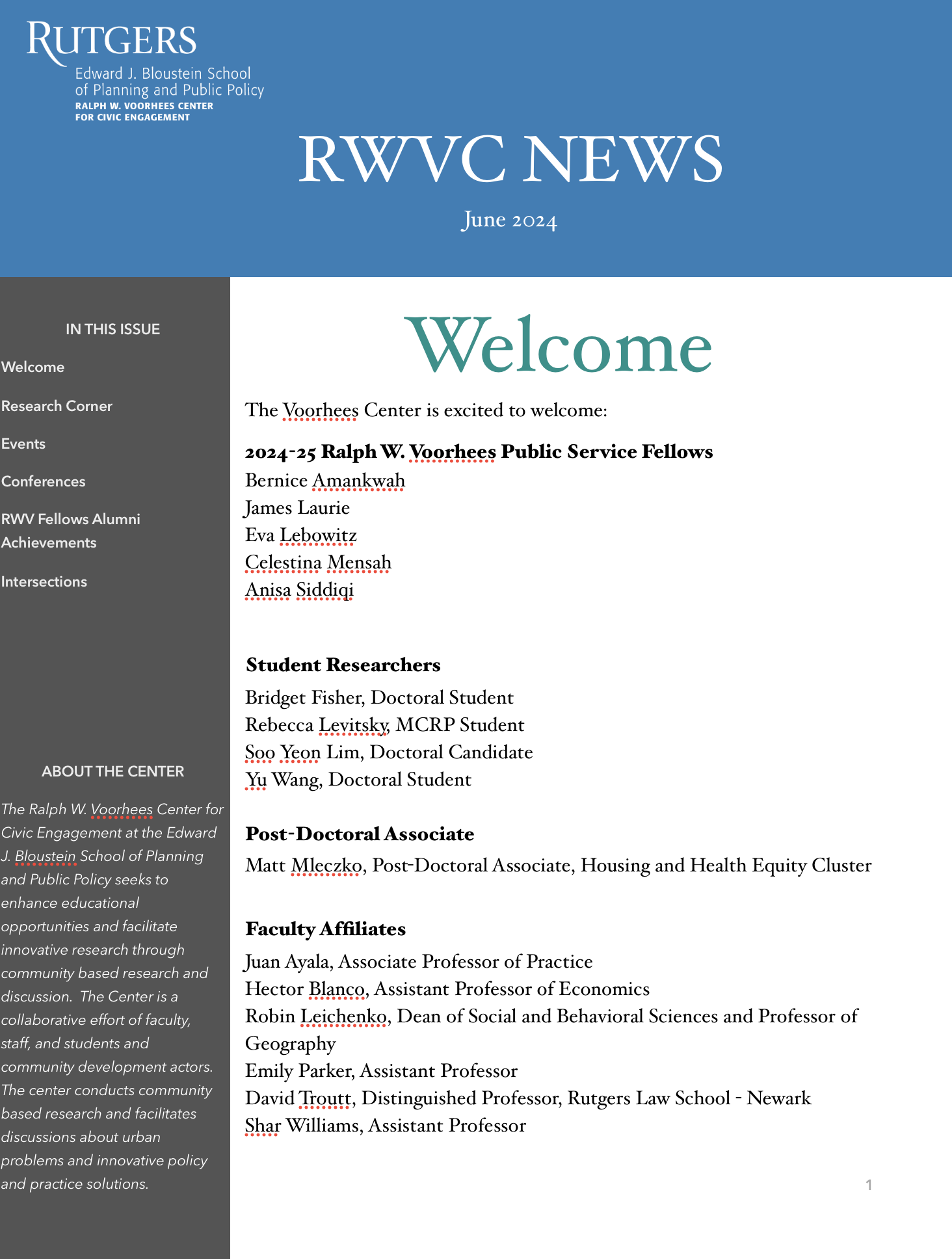 RWV Center Newsletter