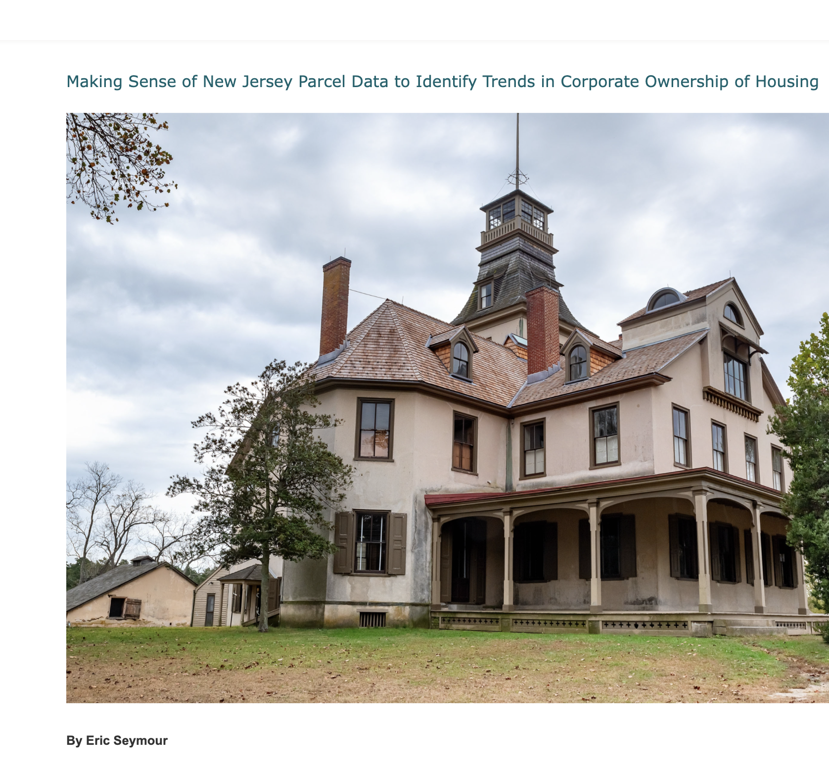 Making Sense of New Jersey Parcel Data to Identify Trends in Corporate Ownership of Housing