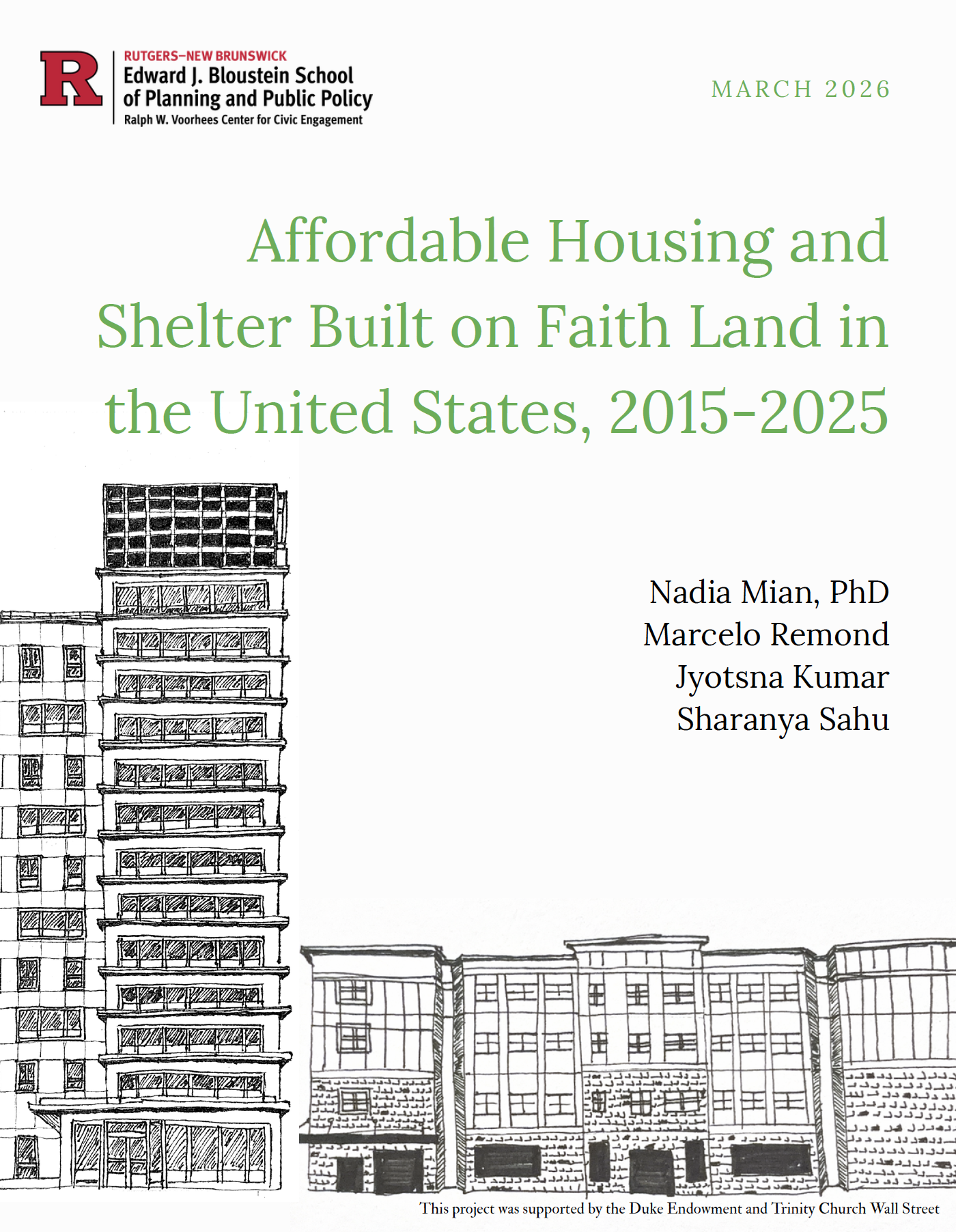 Faith based affordable housing report cover with buildings